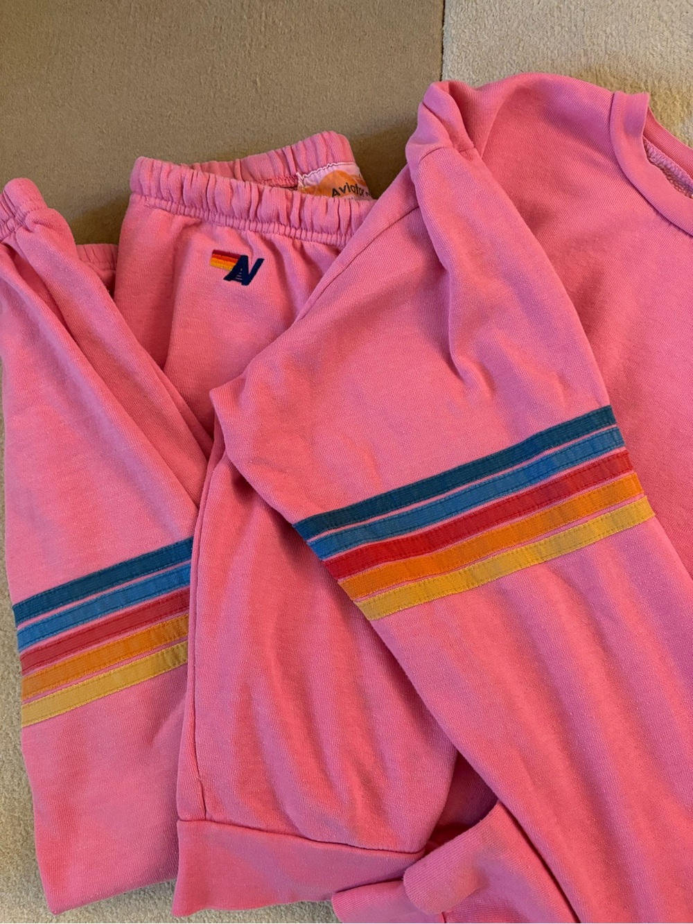 AVIATOR NATION 5-Stripe Crew Neck and Joggers Set size L - Picture 7 of 16